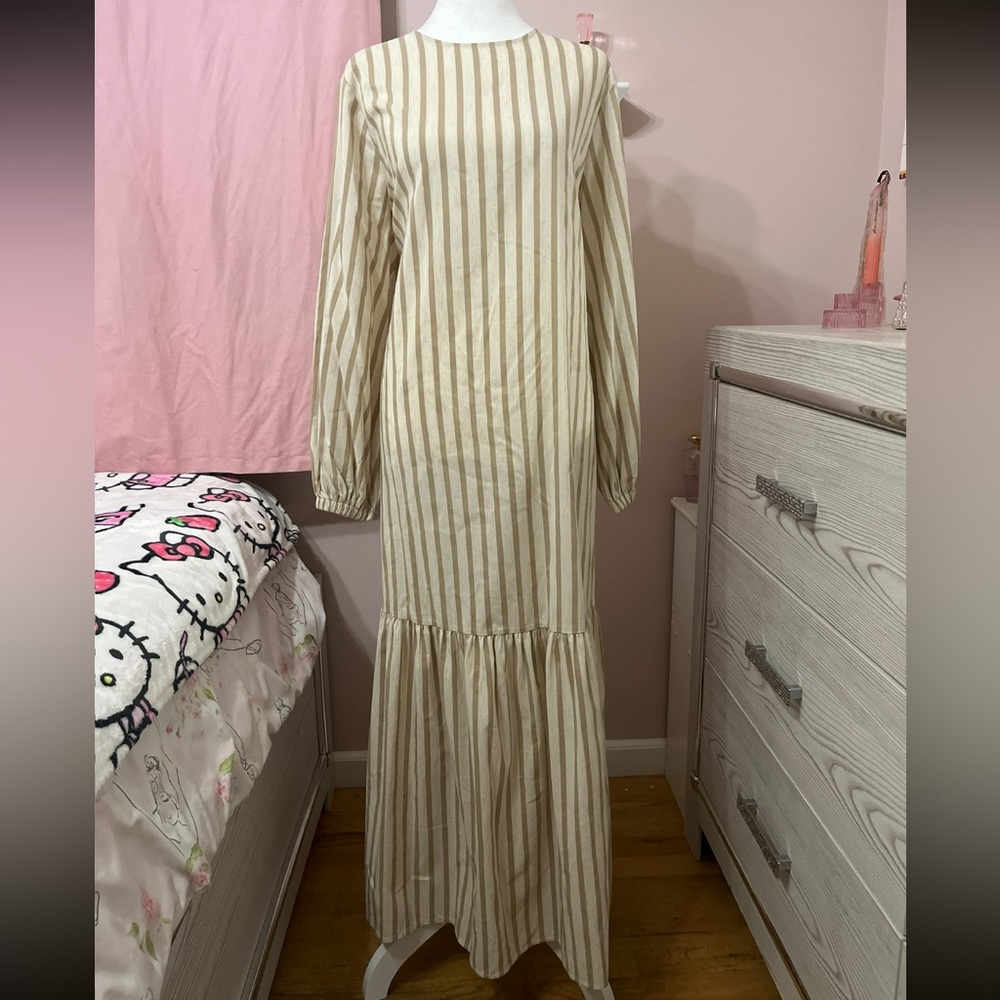 Striped Cream Maxi Dress